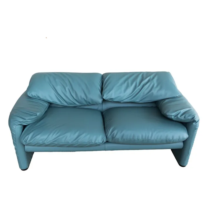 Pamono Blue Maralunga Sofa by Vico Magistretti for Cassina, 2000s New