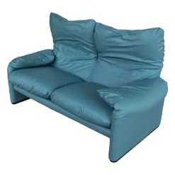 Pamono Blue Maralunga Sofa by Vico Magistretti for Cassina, 2000s New