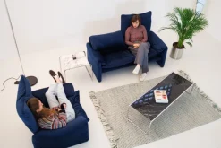 Pamono Blue Velvet Maralunga Armchair & Sofa attributed to Vico Magistretti for Cassina, 1970s, Set of 2 Hot