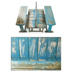 Pamono Blue Wooden Double School Desk Sale