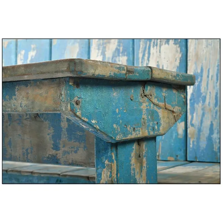 Pamono Blue Wooden Double School Desk Sale