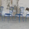 Pamono Blue Wrought Iron Garden Chairs, 1950, Set of 4 New