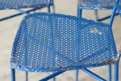 Pamono Blue Wrought Iron Garden Chairs, 1950, Set of 4 New