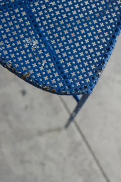 Pamono Blue Wrought Iron Garden Chairs, 1950, Set of 4 New