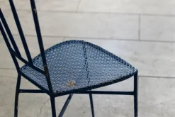 Pamono Blue Wrought Iron Garden Chairs, 1950, Set of 4 New