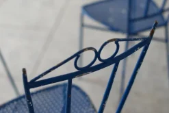 Pamono Blue Wrought Iron Garden Chairs, 1950, Set of 4 New