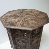 Pamono Bohemian Eastern Anglo-Indian Hand Carved Wooden Octagonal Side Table, 1900s