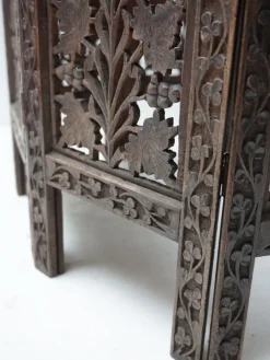 Pamono Bohemian Eastern Anglo-Indian Hand Carved Wooden Octagonal Side Table, 1900s