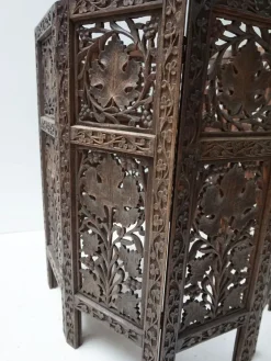 Pamono Bohemian Eastern Anglo-Indian Hand Carved Wooden Octagonal Side Table, 1900s