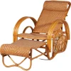 Pamono Boho Bamboo Extendable Lounger in Rattan with Magazine Holder, 1950s Clearance