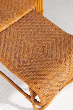 Pamono Boho Bamboo Extendable Lounger in Rattan with Magazine Holder, 1950s Clearance