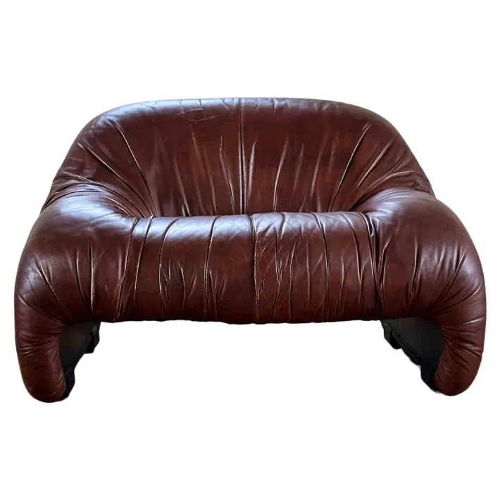 Pamono Bonanza Armchairs in Brown Leather by Tobia & Afra Scarpa for C & B Italia, 1970s, Set of 3 Clearance