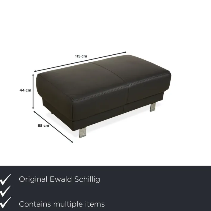 Pamono Brand Face Corner Sofa and Ottoman in Dark Grey Leather from Ewald Schillig, Set of 2 Best
