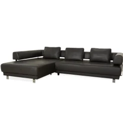 Pamono Brand Face Corner Sofa and Ottoman in Dark Grey Leather from Ewald Schillig, Set of 2 Best