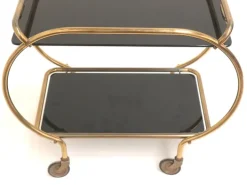 Pamono Brass and Black Glass Bar Cart by Grünstadt, 1970s Hot