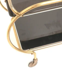 Pamono Brass and Black Glass Bar Cart by Grünstadt, 1970s Hot