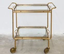 Pamono Brass and Glass Food Trolley, 1950s