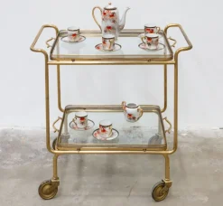 Pamono Brass and Glass Food Trolley, 1950s