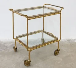 Pamono Brass and Glass Food Trolley, 1950s