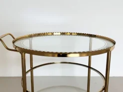 Pamono Brass and Glass Serving Cart from Vereinigte Werkstätten Collection, 1960s Clearance