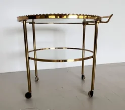 Pamono Brass and Glass Serving Cart from Vereinigte Werkstätten Collection, 1960s Clearance