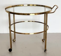 Pamono Brass and Glass Serving Cart from Vereinigte Werkstätten Collection, 1960s Clearance