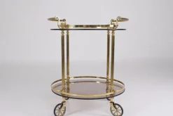 Pamono Brass and Smoked Glass Trolley, 1970s New