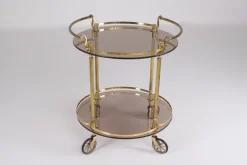 Pamono Brass and Smoked Glass Trolley, 1970s New