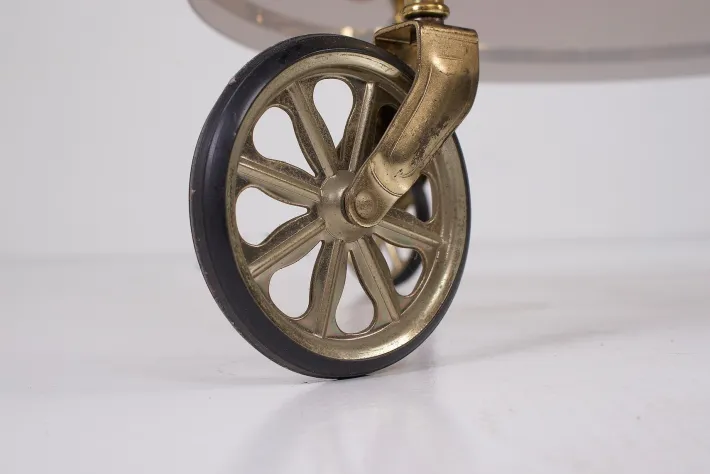 Pamono Brass and Smoked Glass Trolley, 1970s New