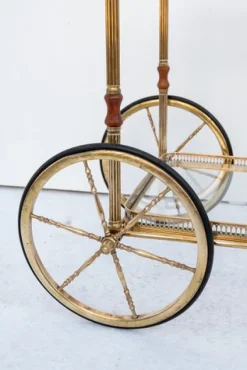 Pamono Brass Bar Cart with Glass Tops, France, 1950s Clearance