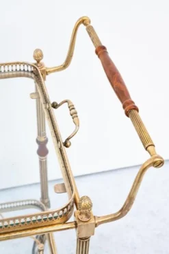 Pamono Brass Bar Cart with Glass Tops, France, 1950s Clearance