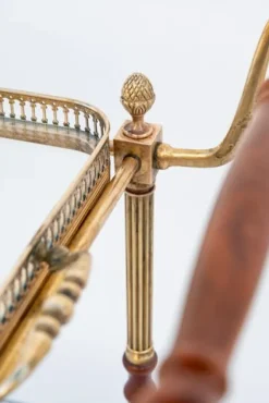 Pamono Brass Bar Cart with Glass Tops, France, 1950s Clearance