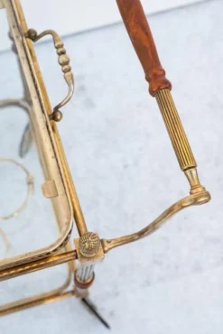 Pamono Brass Bar Cart with Glass Tops, France, 1950s Clearance