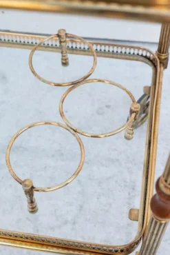 Pamono Brass Bar Cart with Glass Tops, France, 1950s Clearance