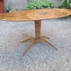 Pamono Brass Coffee Table with Oval Brown Marble Top, 1950s Discount