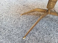 Pamono Brass Coffee Table with Oval Brown Marble Top, 1950s Discount