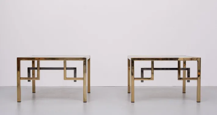 Pamono Brass Square Side Tables from Belgo Chrome, 1970s, Set of 2 Online