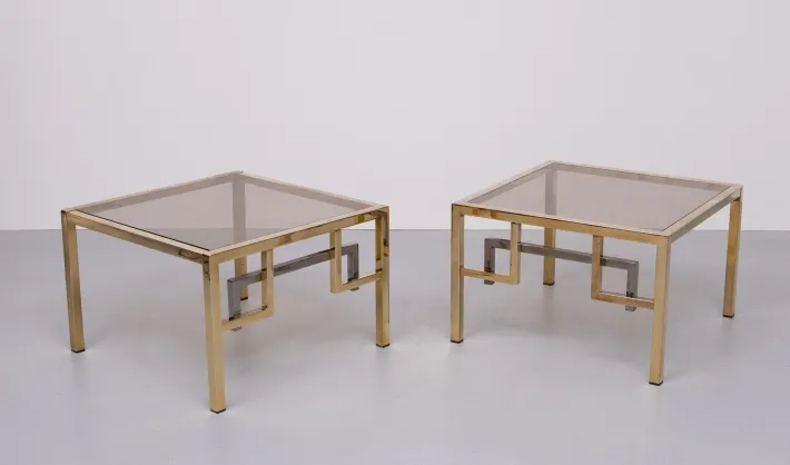 Pamono Brass Square Side Tables from Belgo Chrome, 1970s, Set of 2 Online
