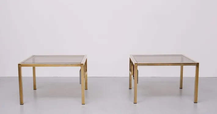 Pamono Brass Square Side Tables from Belgo Chrome, 1970s, Set of 2 Online