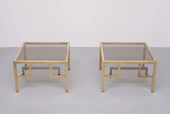 Pamono Brass Square Side Tables from Belgo Chrome, 1970s, Set of 2 Online