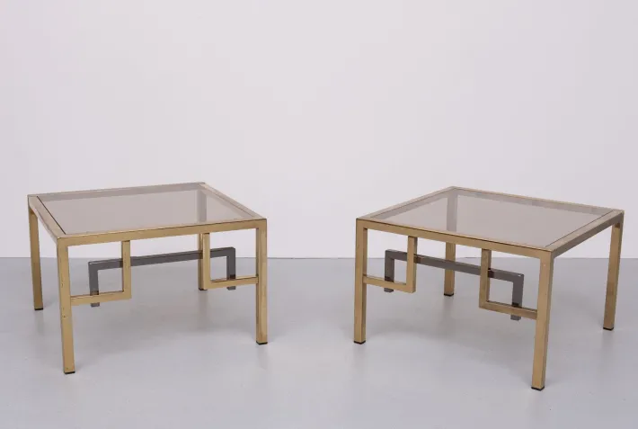 Pamono Brass Square Side Tables from Belgo Chrome, 1970s, Set of 2 Online