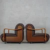 Pamono Brown Leather Rounded Armchair, 1960s Online