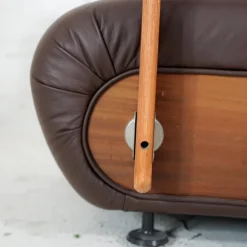 Pamono Brown Leather Rounded Armchair, 1960s Online