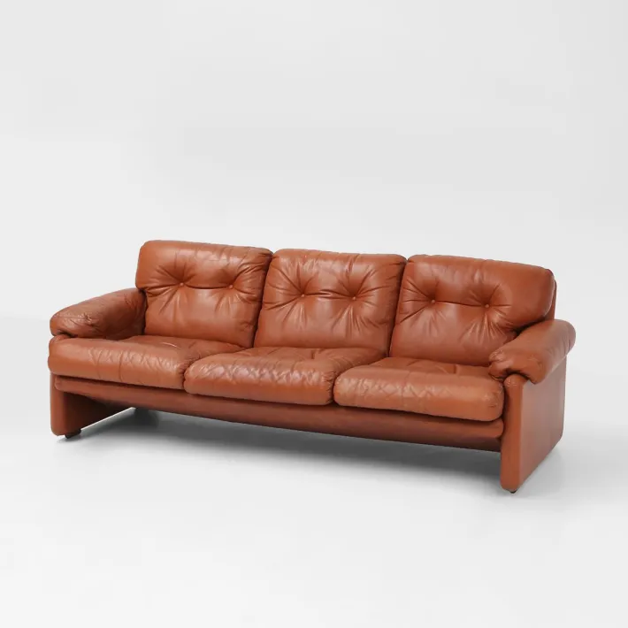 Pamono Brown Leather 3-Seater Sofa Coronado by Tobia Scarpa for B&b Italia, Italy, 1960s Hot
