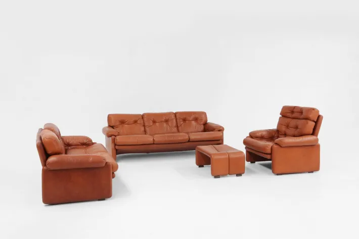 Pamono Brown Leather 3-Seater Sofa Coronado by Tobia Scarpa for B&b Italia, Italy, 1960s Hot