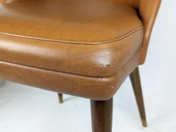 Pamono Brown Skai and Brass Chairs by Carlo Pagani for Cassina, 1956, Set of 2 New