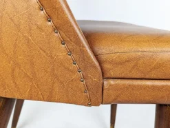 Pamono Brown Skai and Brass Chairs by Carlo Pagani for Cassina, 1956, Set of 2 New