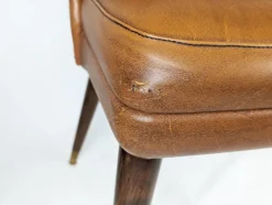 Pamono Brown Skai and Brass Chairs by Carlo Pagani for Cassina, 1956, Set of 2 New