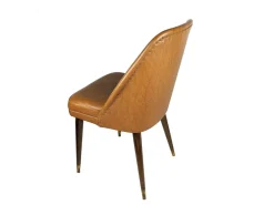 Pamono Brown Skai and Brass Chairs by Carlo Pagani for Cassina, 1956, Set of 2 New