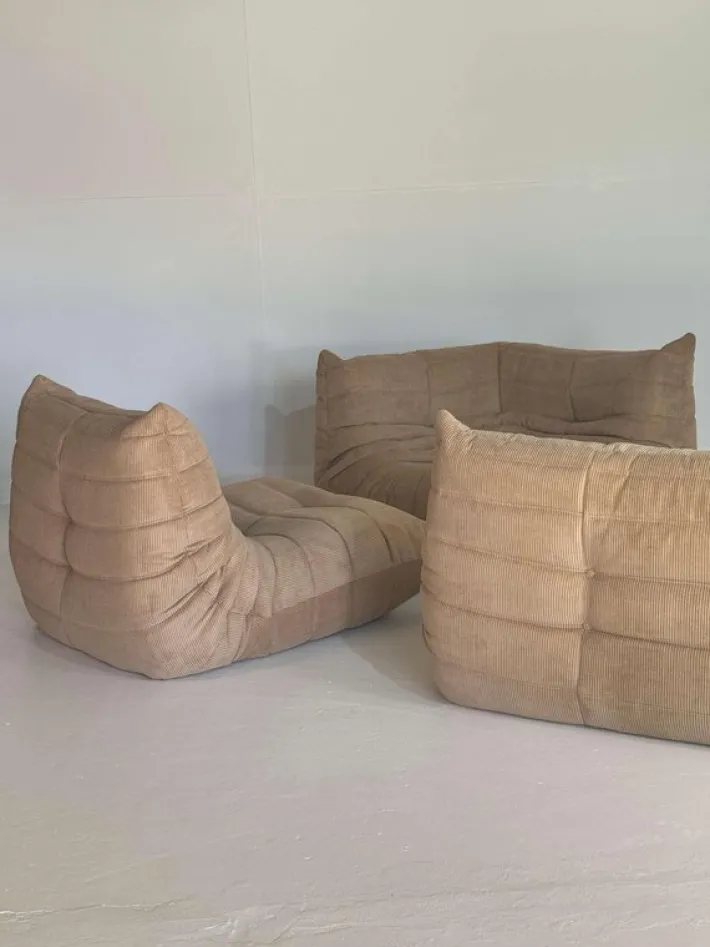 Pamono Brown Togo Sofas from Ligne Roset, Set of 3